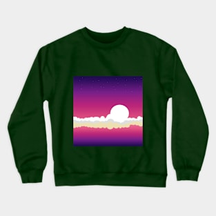 Red background with clouds and moon Crewneck Sweatshirt